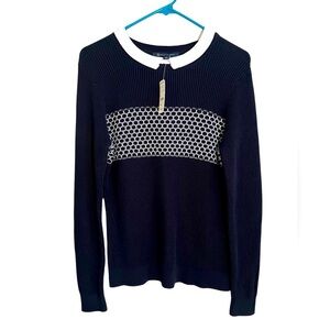 Brooks Brothers size M women’s navy bluee and white sweater NWT